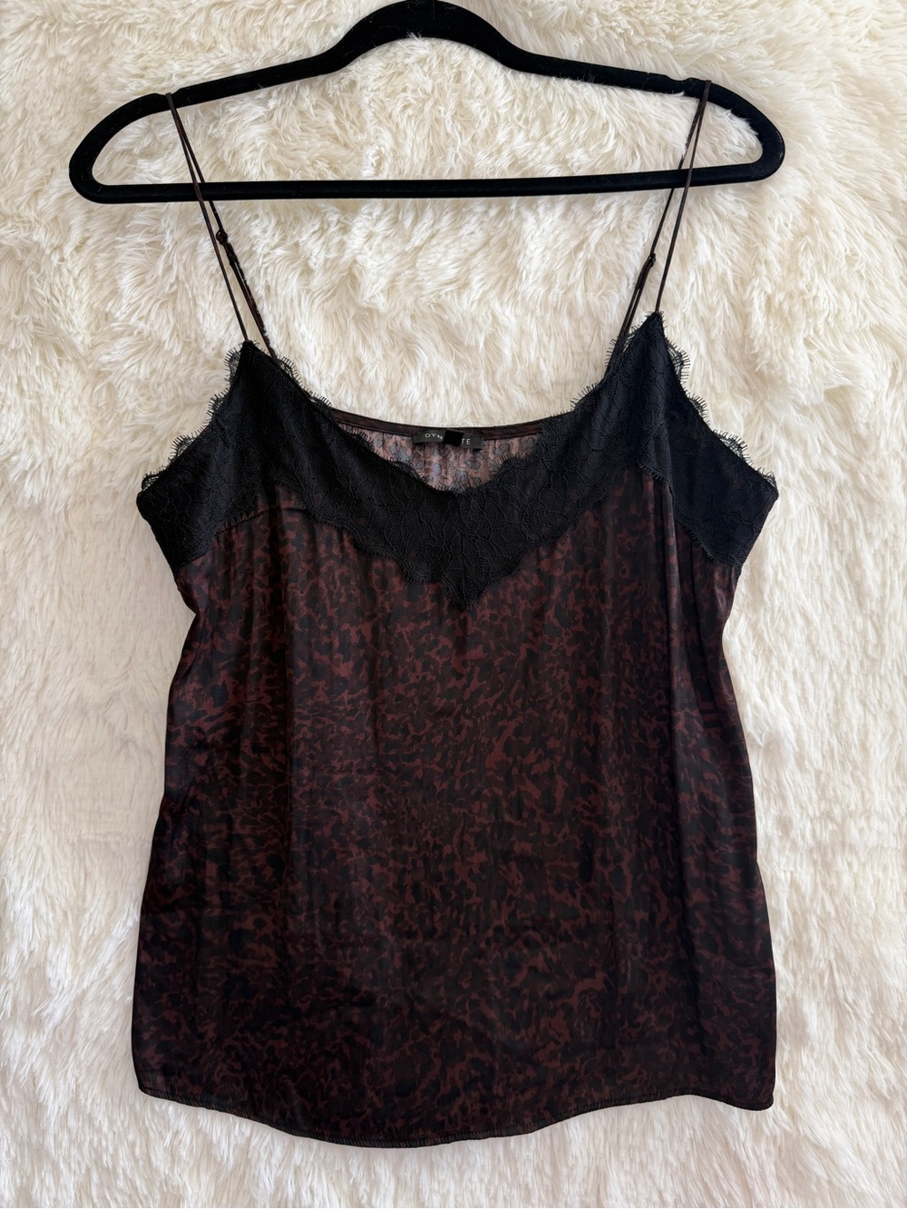 Dynamite Womens Animal Print Lace Trim Cami Size M Brown Black Fairy Grunge
